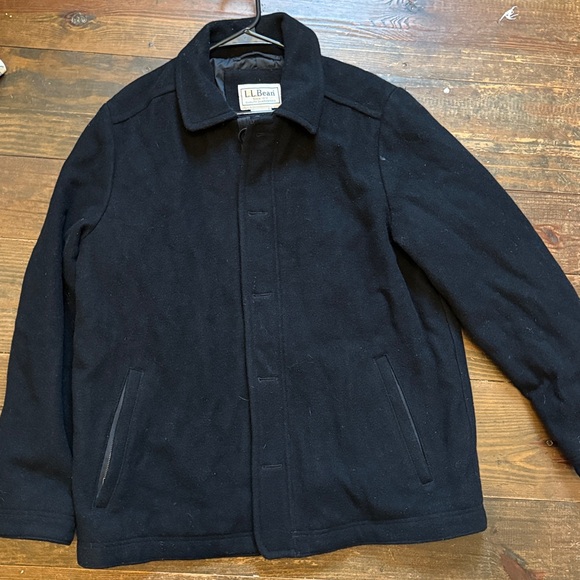 LL Bean Wool Jacket Large Thinsulate 3M Black 295973 - Picture 8 of 8
